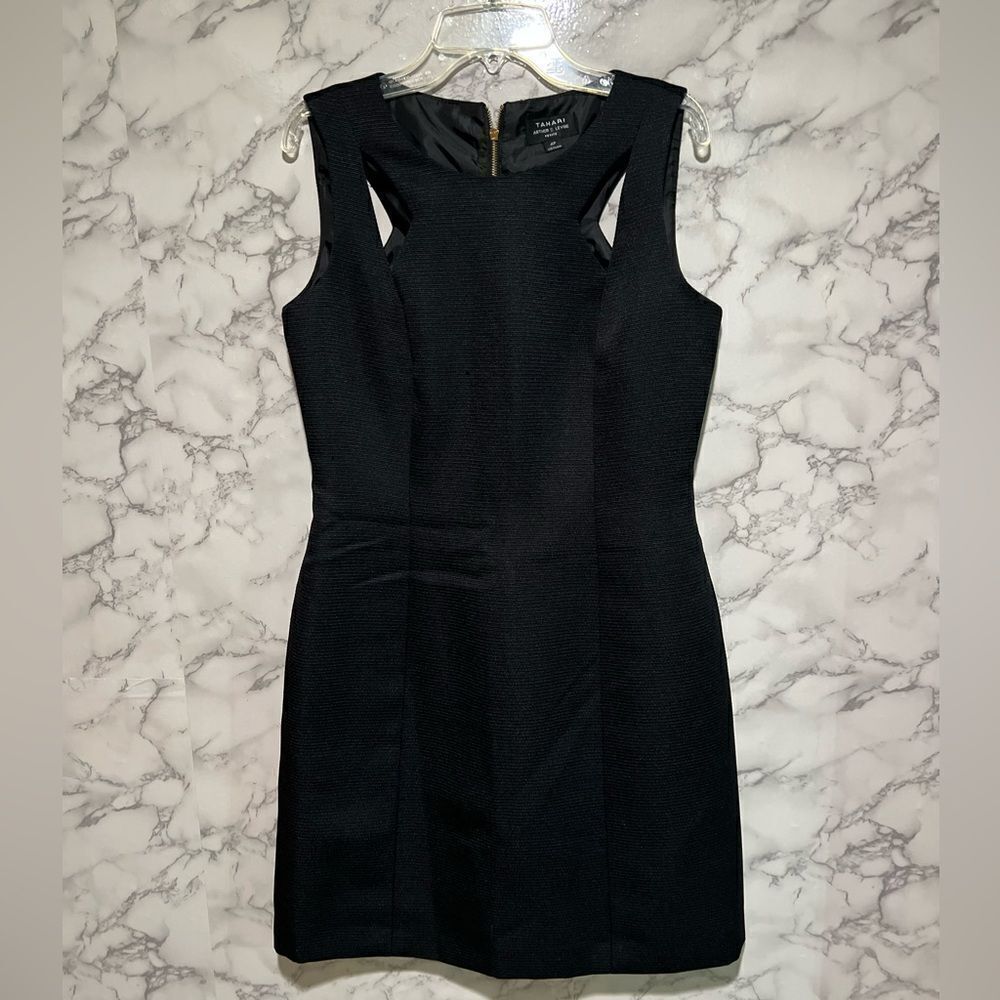 Tahari Arthur Levine Sleeveless Cutout Scuba Mini Dress Black Size 4P